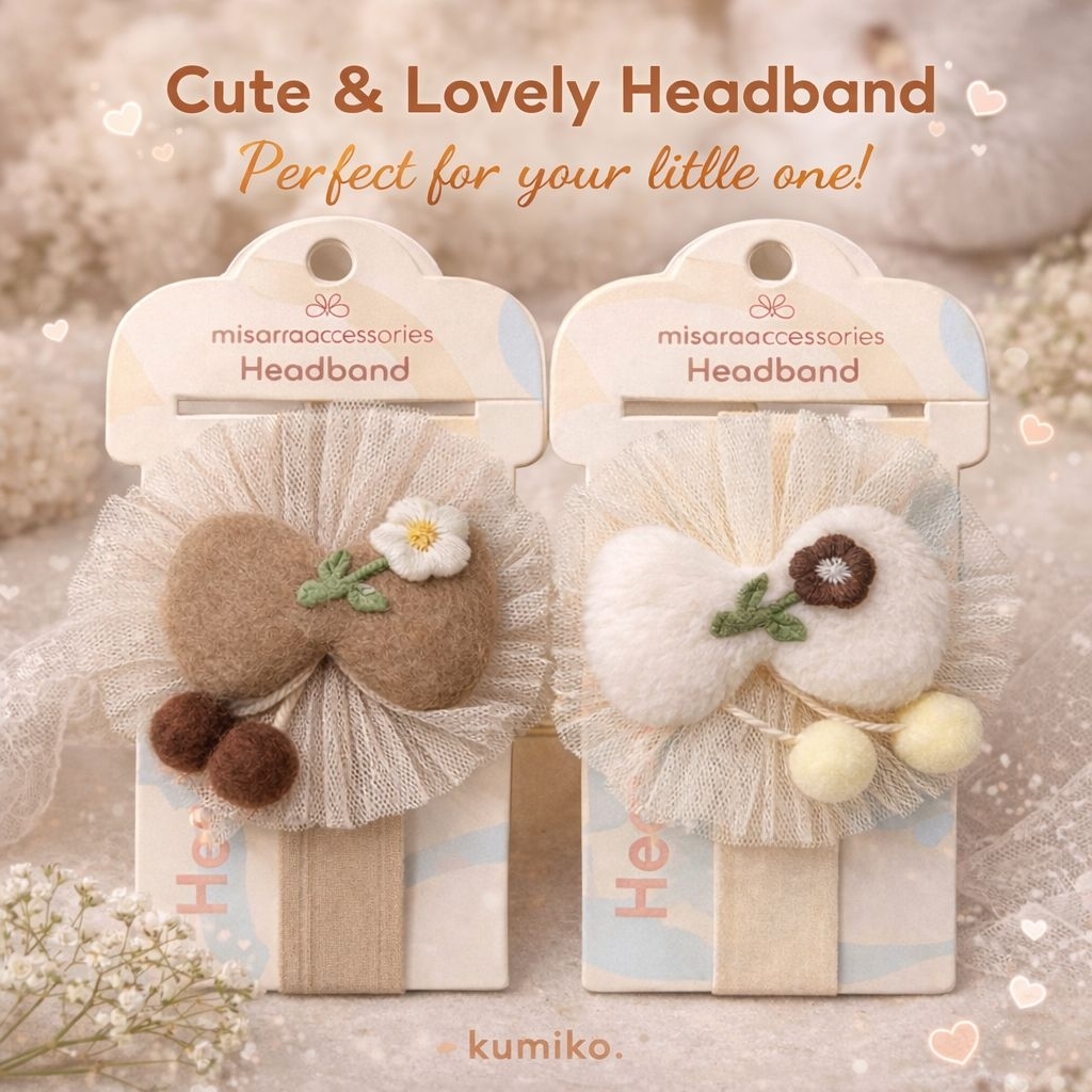 Headband Bayi Lucu Pita Bulu Premium | Bandana Anak Perempuan Flower Cute | Aksesoris Rambut Baby