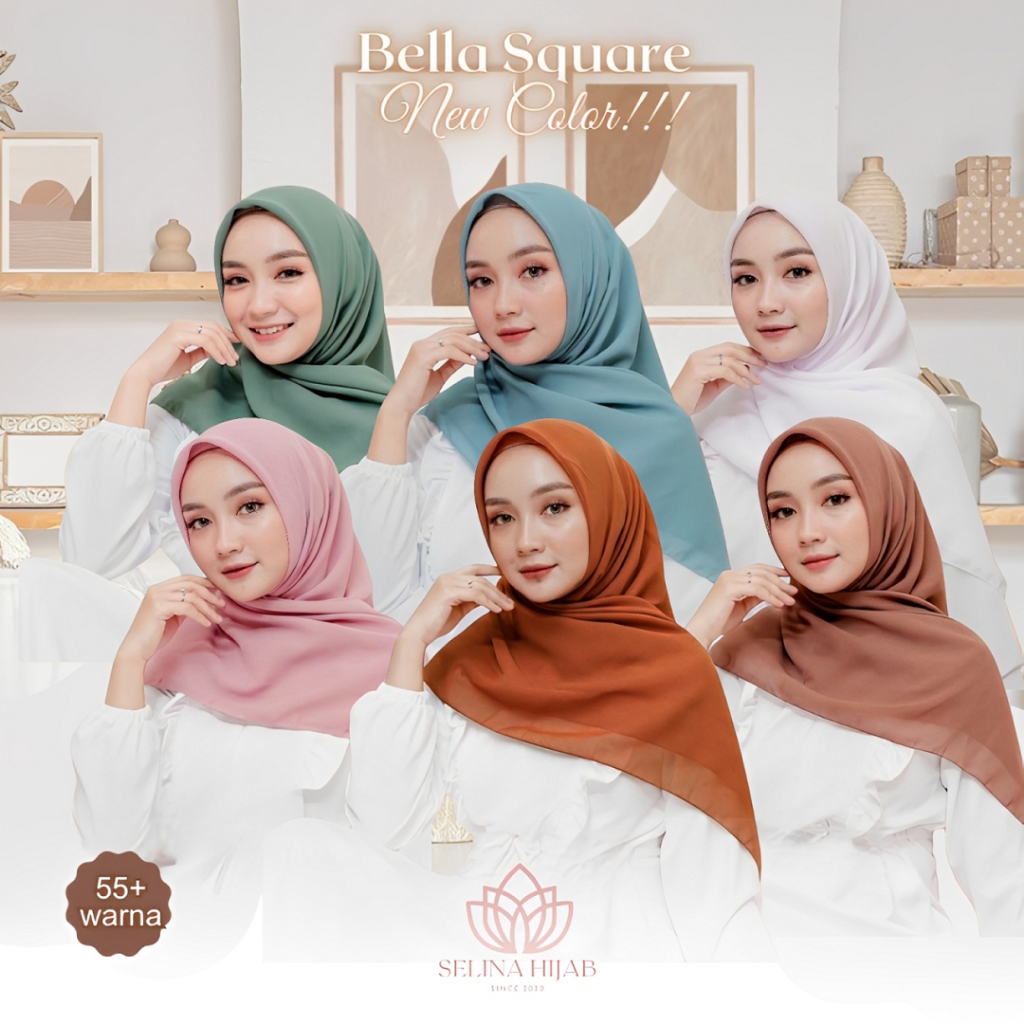 JILBAB BELLA SQUARE SEGI EMPAT / HIJAB BELLA SQUARE WARNA TERLENGKAP