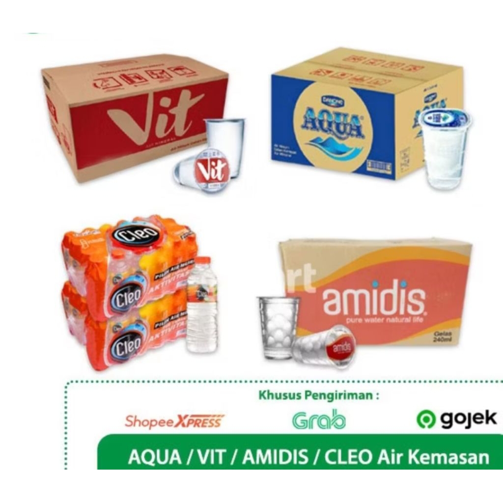 ASJ Macam Merk Air Mineral Botol Kecil / Gelas 200 ml , 220 ml , 240 ml Harga 1 Karton