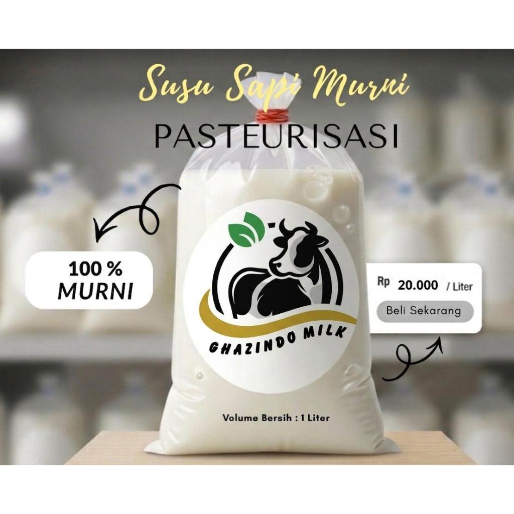 Susu sapi Murni Ghazindo Milk Pasteurisasi/Matang/Siap dikonsumsi Kemasan Literan
