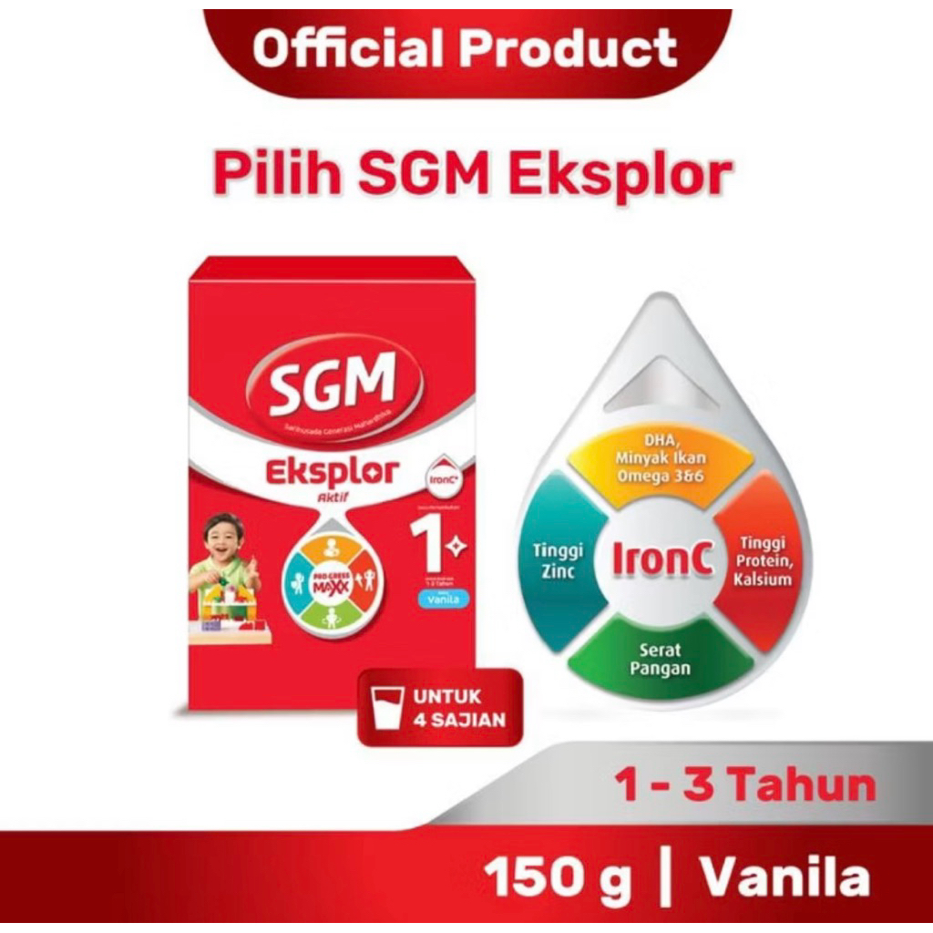 SGM Eksplore 1+ Vanilla 150 gr | Susu SGM | Susu Pertumbuhan Anak