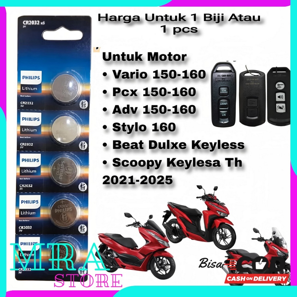 Batu Baterai Kunci Remot Motor Honda Vario 150-160 PCX 150-160 Scoopy Prestige BeAT Deluxe Stylo 160