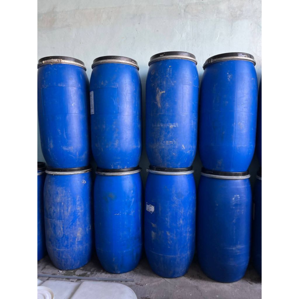 Tong biru plastik tebal 150 liter komplit klem - drum plastik wadah silase 150 liter - tong air 150 