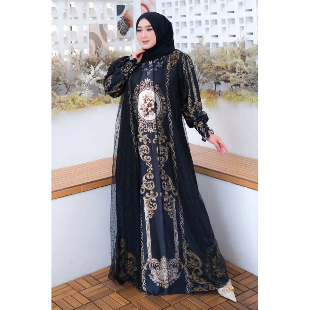 Gamis Melisa Armany Outer Brukat / Gamis Viral 2026 / Busui / Gamis lebaran