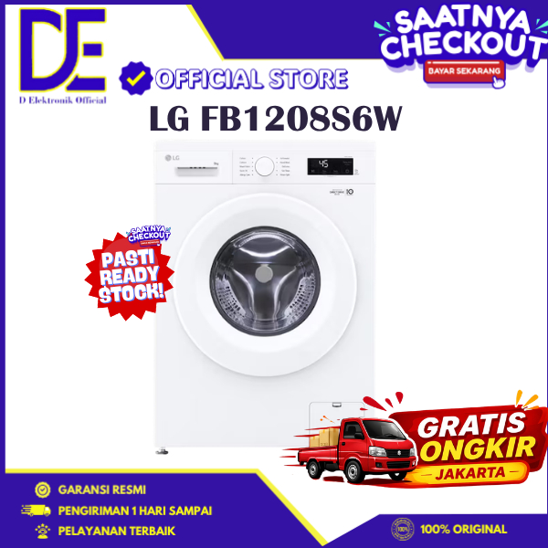 LG FB1208S6W MESIN CUCI FRONT LOADING INVERTER 8 KG MINIMALIS DESIGN