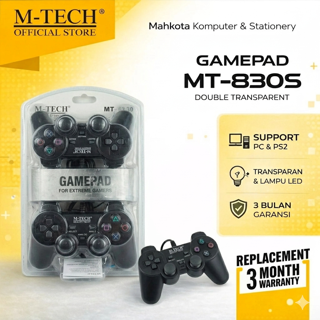 Stik / Gamepad MTECH Double Getar USB – Joystick PC & Laptop M-Tech Original untuk Gaming