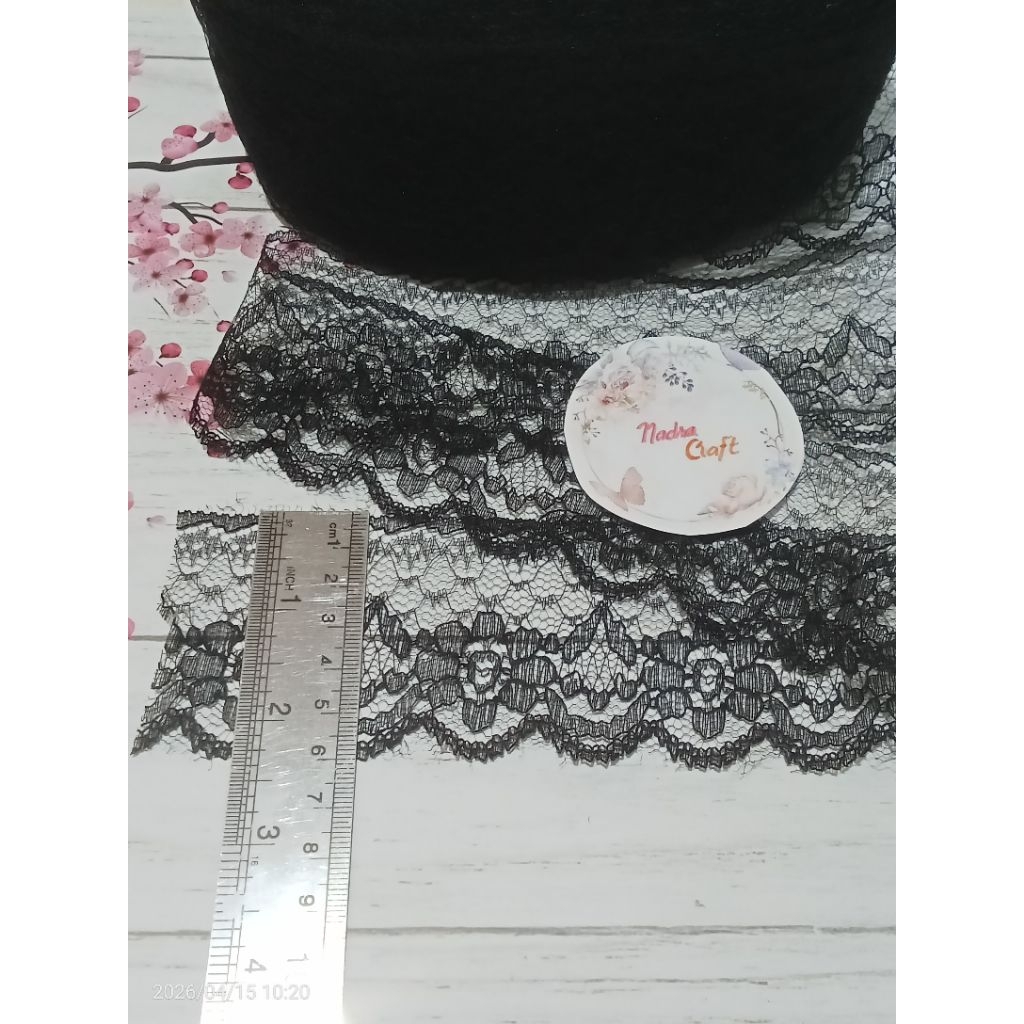 Renda Hitam Cantik Lebar 6cm Harga per 90cm