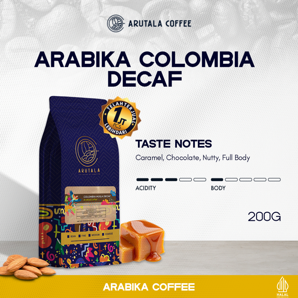 Kopi Colombia Decaf Arabika 200 Gram