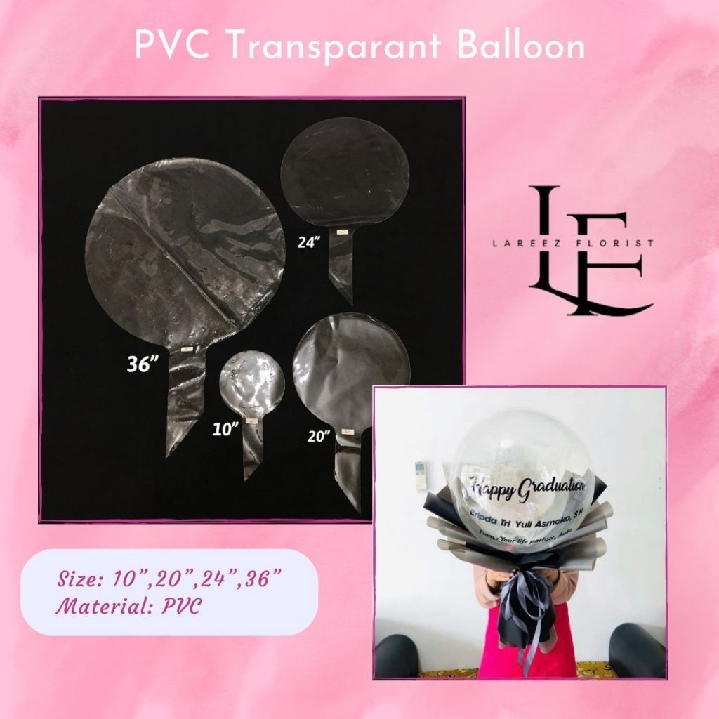 PVC Transparant Bobo Balloon 36 inch / 36" Ukuran Besar Jumbo | Balon Bening Transparan untuk Ucapan