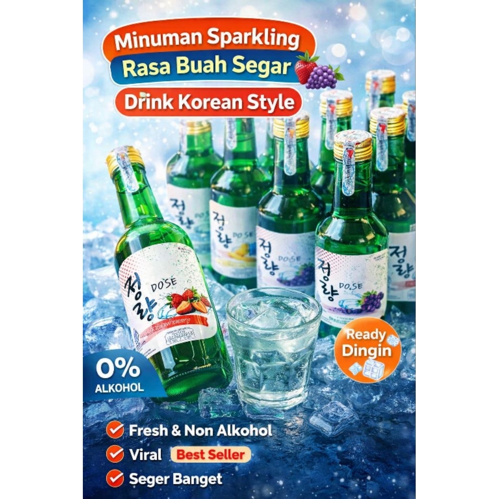 DOSE SOJU HALAL SPARKLING WATER MINUMAN SODA HALAL MUI BPOM LARIS MANIS VARIAN LENGKAP
