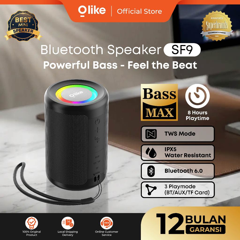 Olike Speaker Mini OBS-400 SF6 SF7 | Speaker Bluetooth Wireless HD Audio | Port Micro SD Stereo Bass