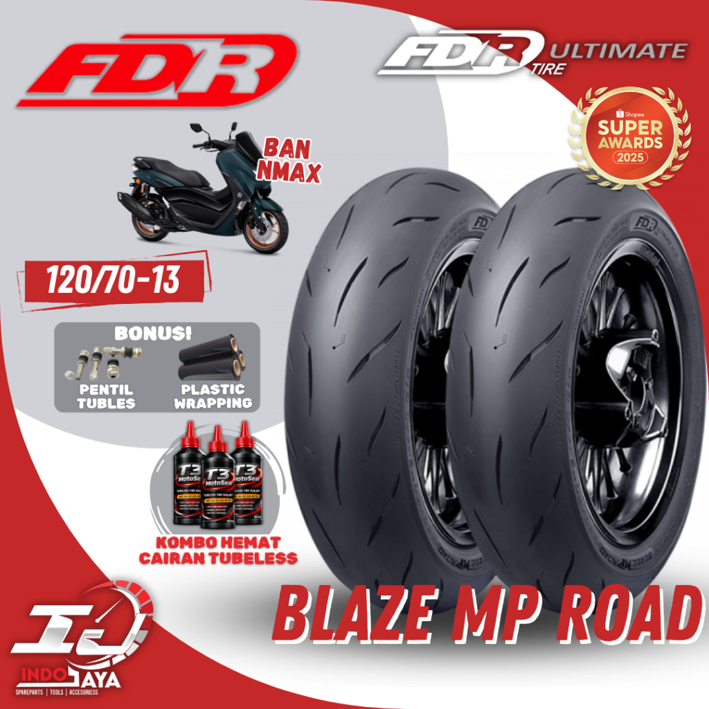 [READY STOCK TERBARU] BAN LUAR TUBELESS  FDR BLAZE MP ROAD (120/70-13 / 120-70-13) BAN FDR ULTIMATE 