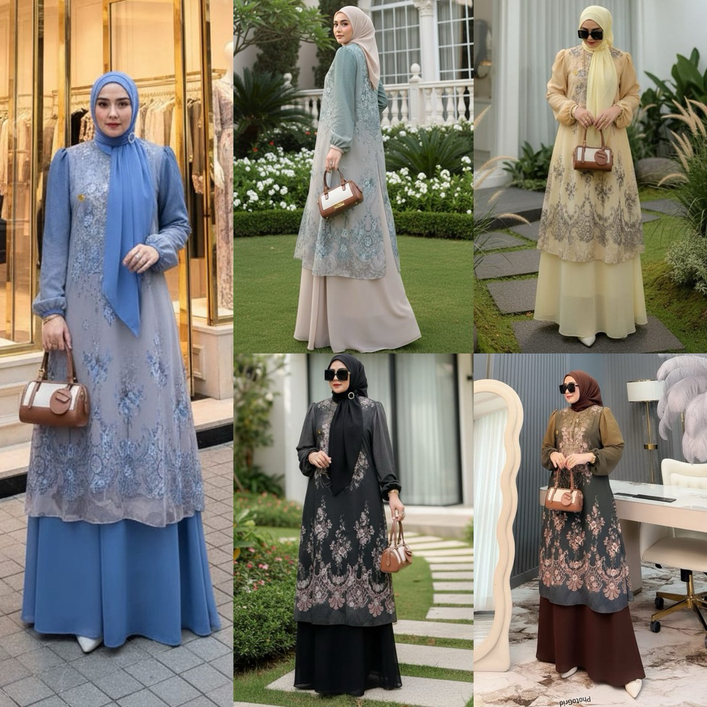 set gamis Melayu hijab quenza ori M nabil