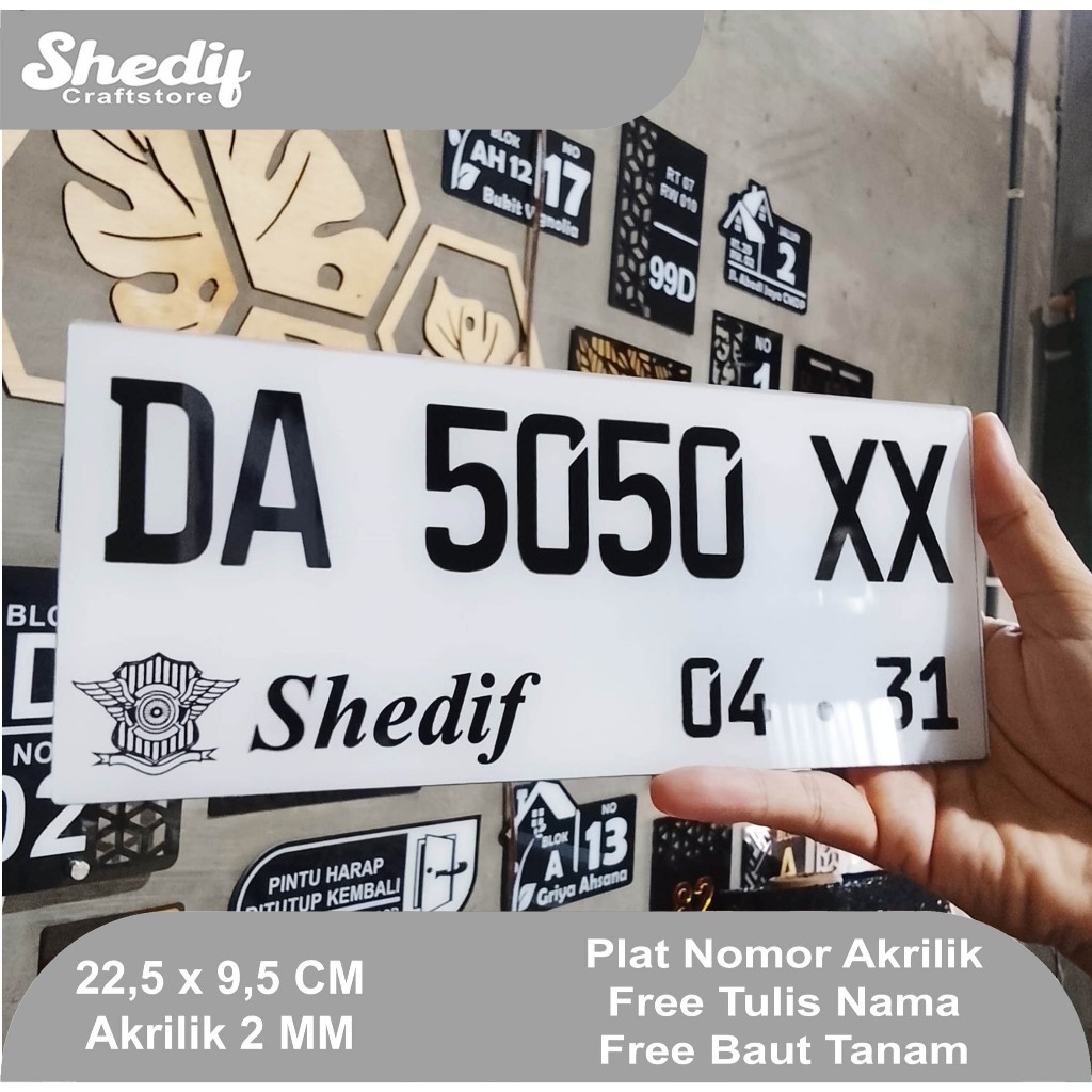[SHEDIF] Plat Nomor Motor Akrilik Variasi | Custom Free Baut Tanam Murah Original