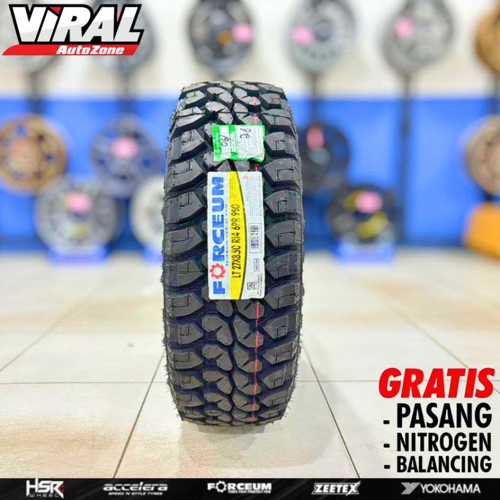 Ban Mobil Ring 14 Ragi Cangkul / Tahu Kasar Merk FORCEUM M/T 08 PLUS 27 8,5 R14 Tubles