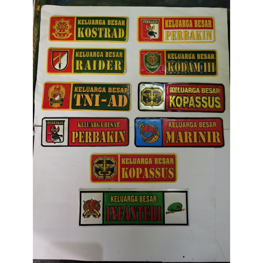 sriker embos/stiker embos keluarga besar/kostrad/perbakin/raider/kodam siliwangi/tni ad/kopassus/mar