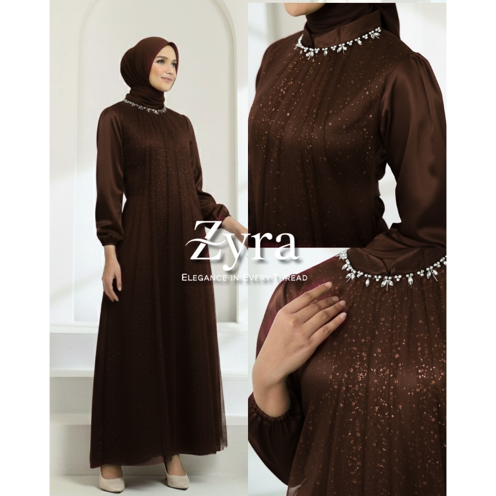 Dress Seline Gamis Baru Furing Satin Silk Premium Mahogany Burgundy Green Emerald