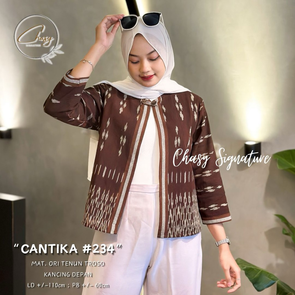 CANTIKA OUTER - BOLER TENUN TROSO ORI OUTER BATIK WANITA MODERN ATASAN KERJA WANITA OUTER TENUN KEKI