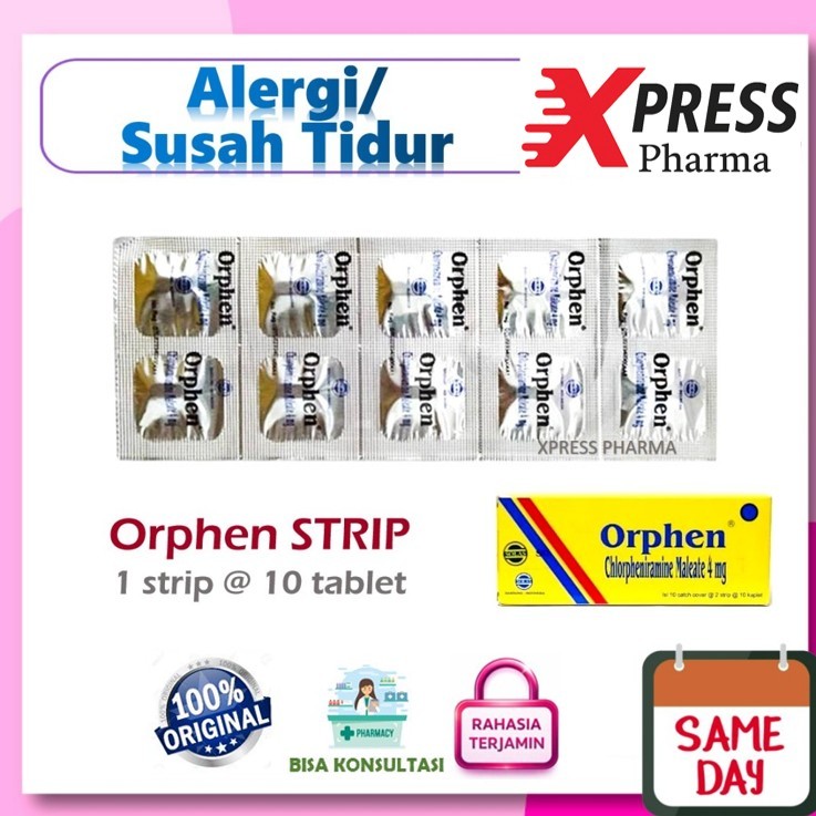 XPRESS  STRIP ORPHEN Obat Alergi Gatal Susah Tidur CTM Orpen Orpehn Open Ophen isi 10 tablet