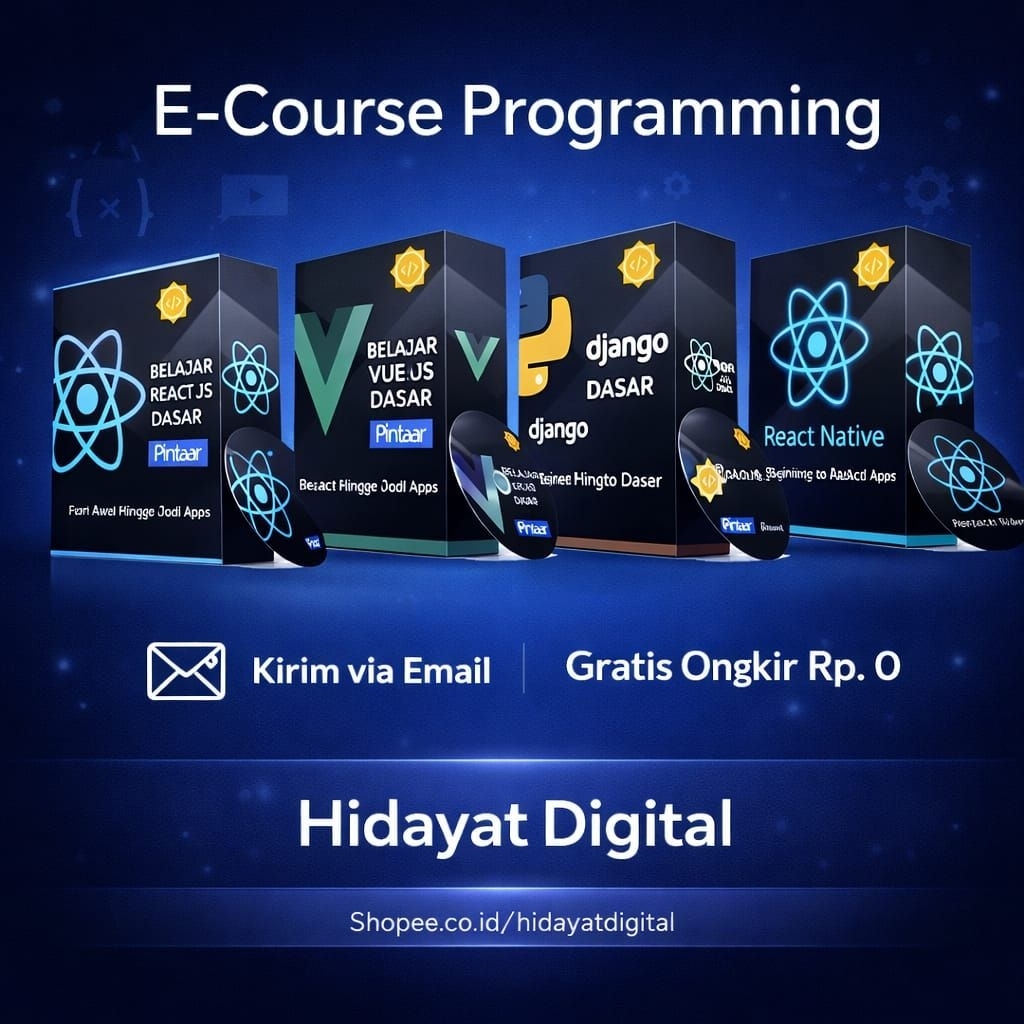 Paket Belajar Pemograman React Js, React Native, Vue JS, dan Django Python Lengkap- (bahasa Indonesi