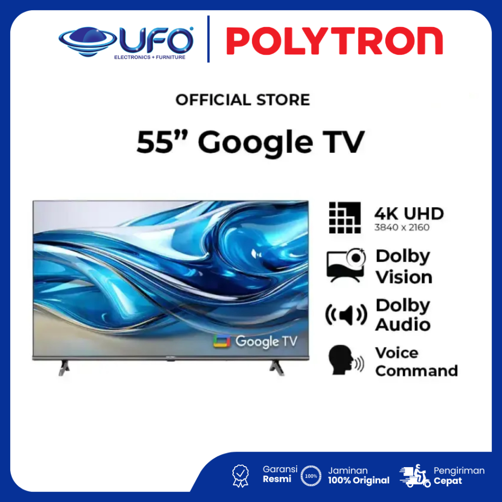 POLYTRON TV PLD55UG5059 EQLED 4K UHD Smart Google TV 55 Inch
