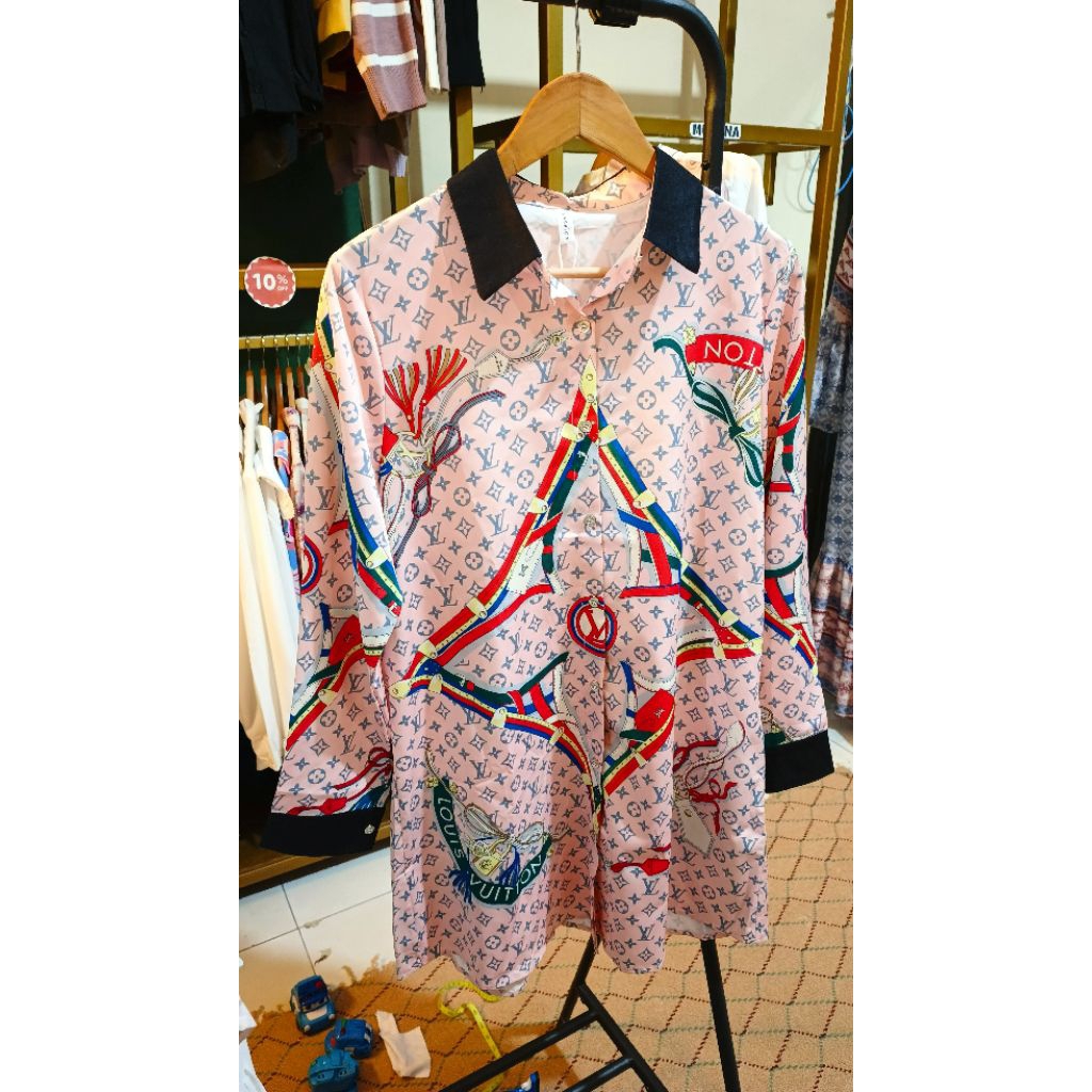 Ma&i Collection - Tunik motif import bangkok bunga monokrom