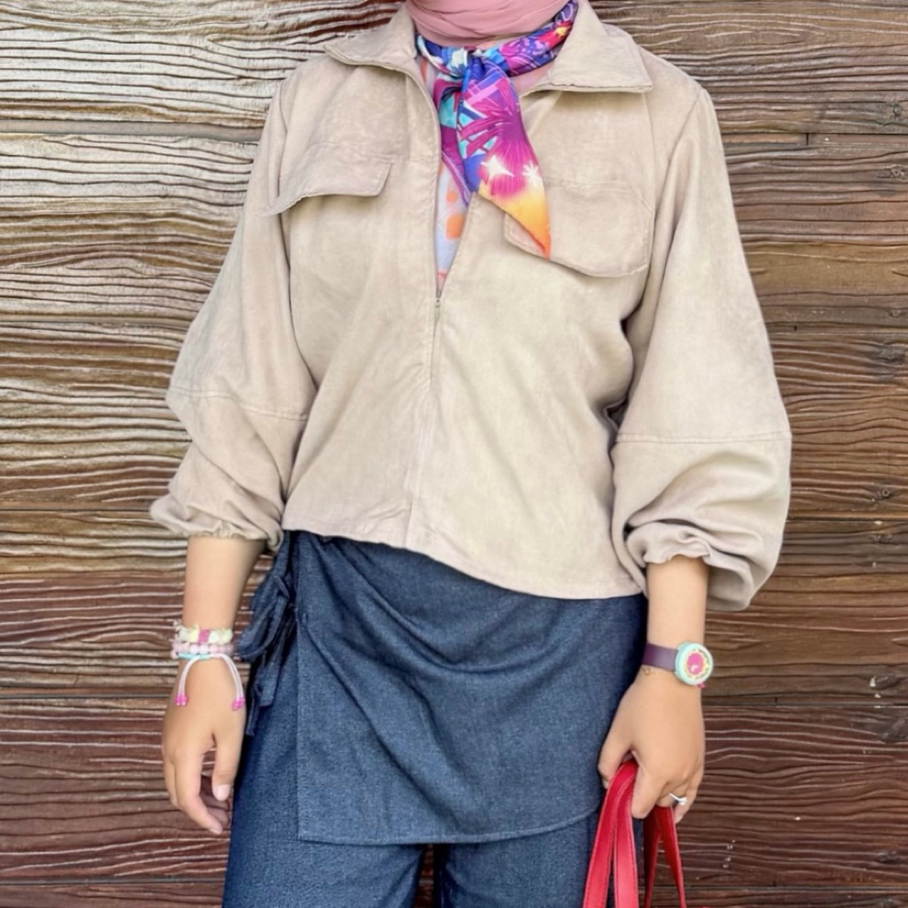 Elaya Suede Jacket by @happybag.co | jacket wanita | jacket suede |