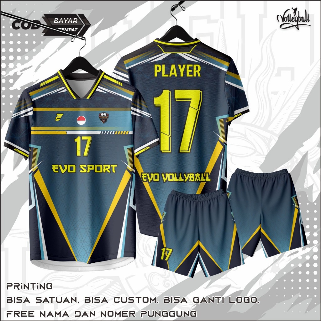 Jersey Volly Baju Volly Navy Paradise Jersey Voli bintang sport gratis nama nomor punggung