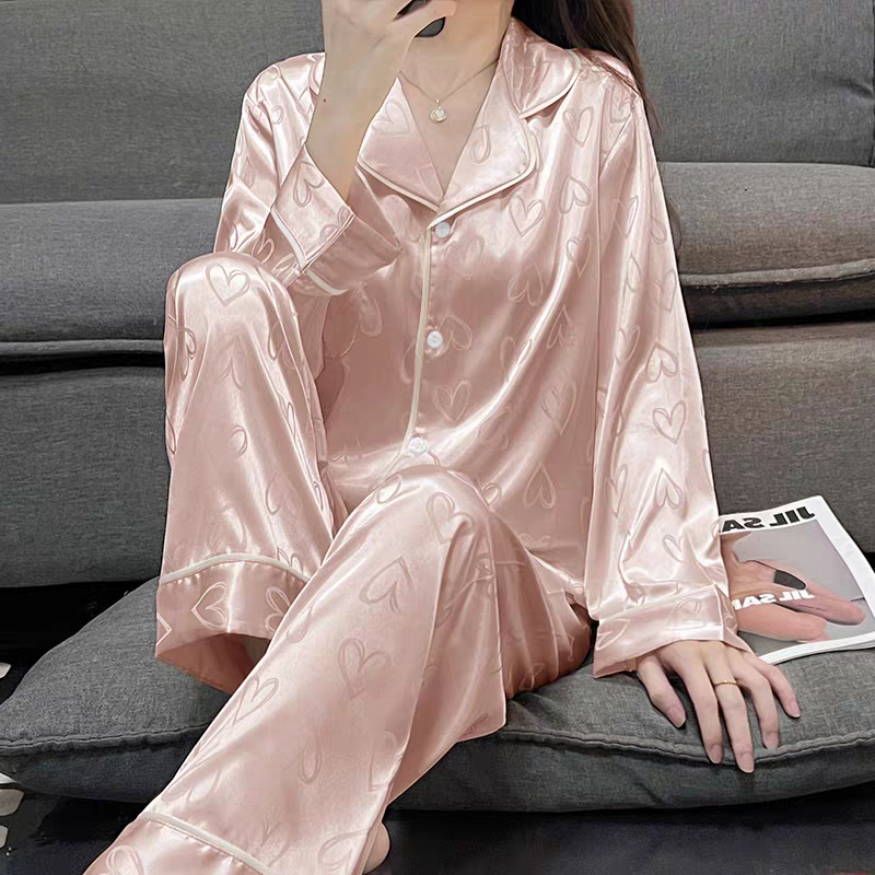 Pakaian rumah wanita setelan lengan panjang piyama satin premium korean style