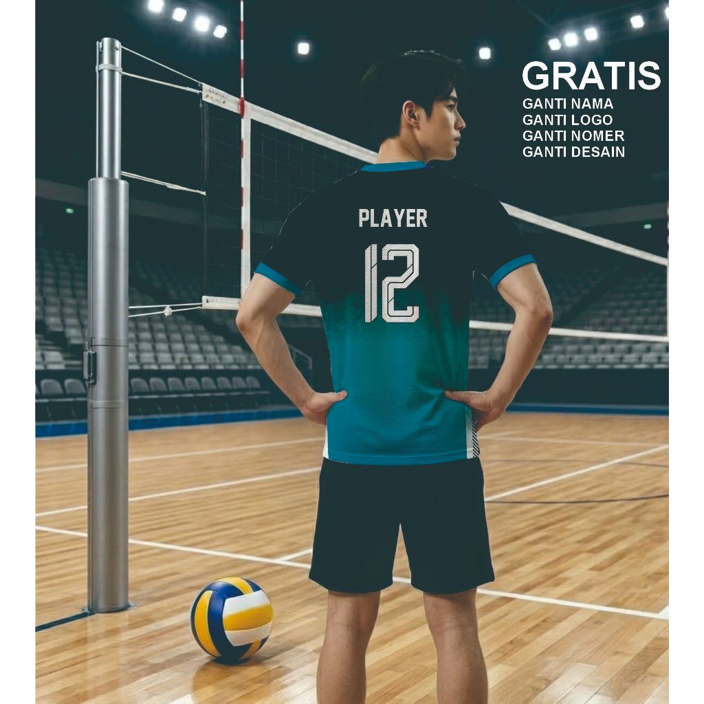 Jersey Volly Putra Premium Full Printing Terbaru Gratis pasang nama dan nomor punggung