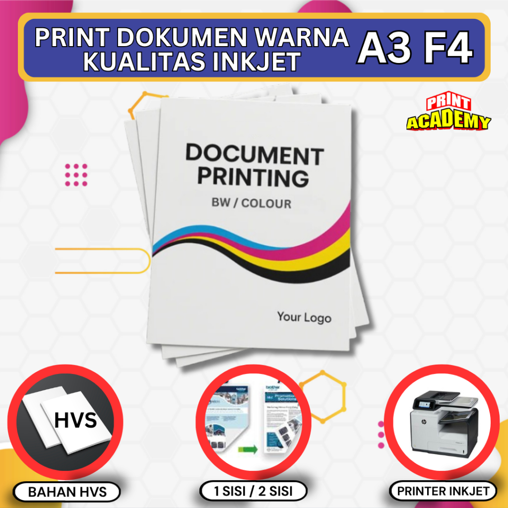 CETAK DOKUMEN / PRINT DOKUMEN FULL COLOR HVS BOOKPAPER KUALITAS INKJET F4 A3 (TAHAN AIR)