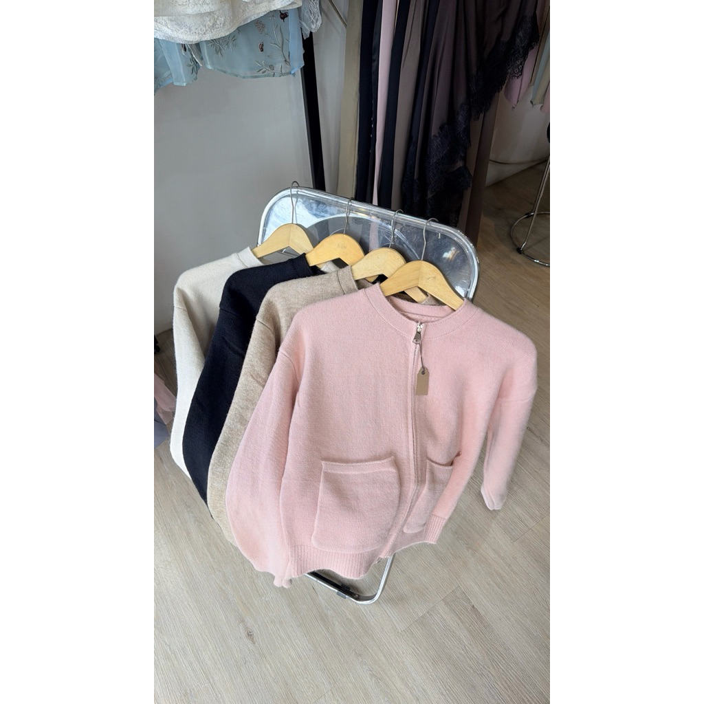 knit jacket double zipper