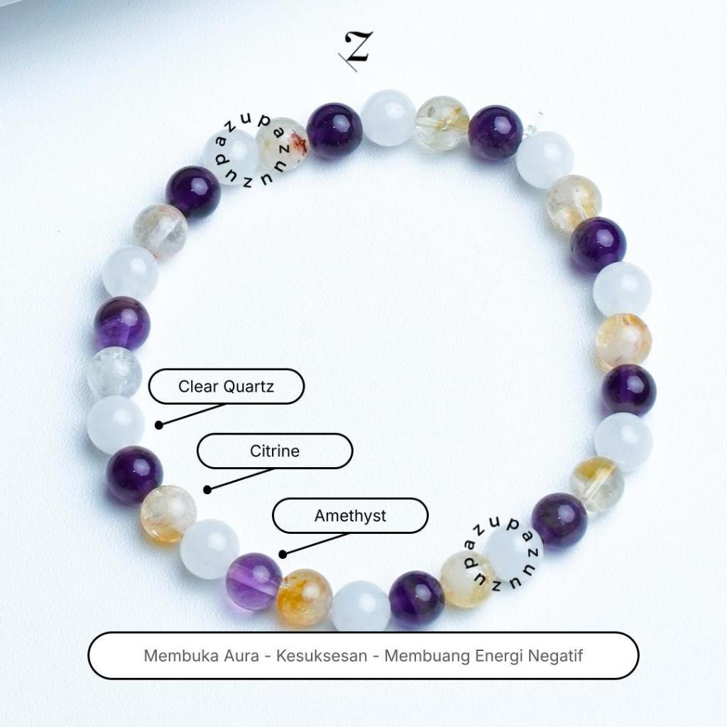 Zupazupazuu Candy Crystal Mix Bracelet - Clear+Citrine+Amethyst