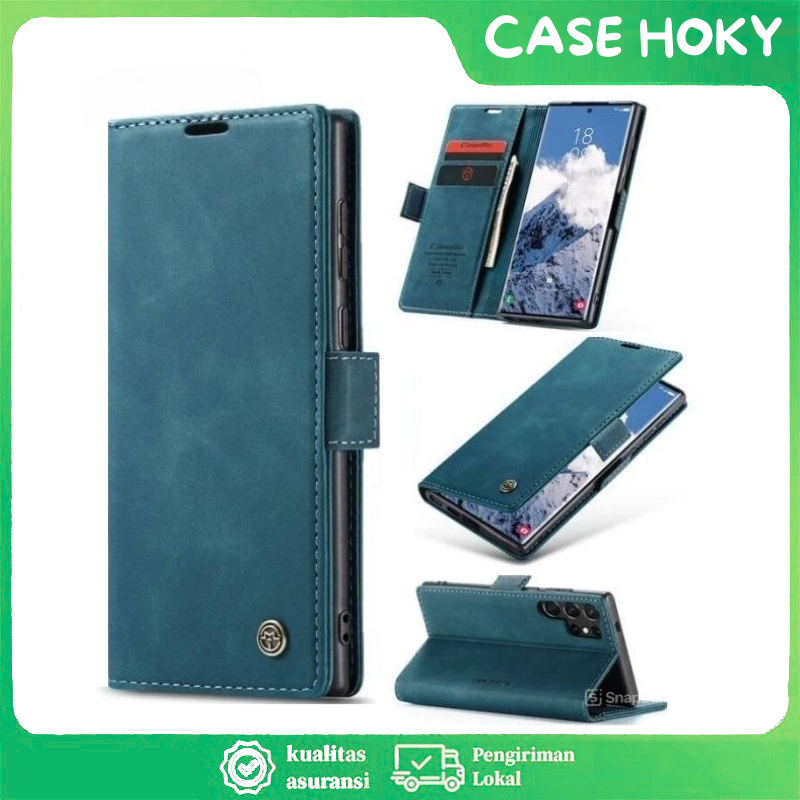 Case Vivo Y20 Y20i Y20S Y12S Y36 Y27 Y22 Y22S Y16 Casing Caseme Flip Dompet Biru TPU Premium