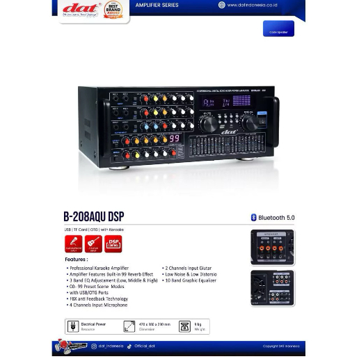 Power Amplifier DAT B208AQU Professional Karaoke Amplifier B208 AQU