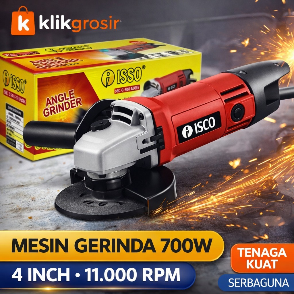 Mesin Gerinda ISCO SC 954 4 Inch 700W Angle Grinder Potong Besi Kayu Gerinda Tangan Murah