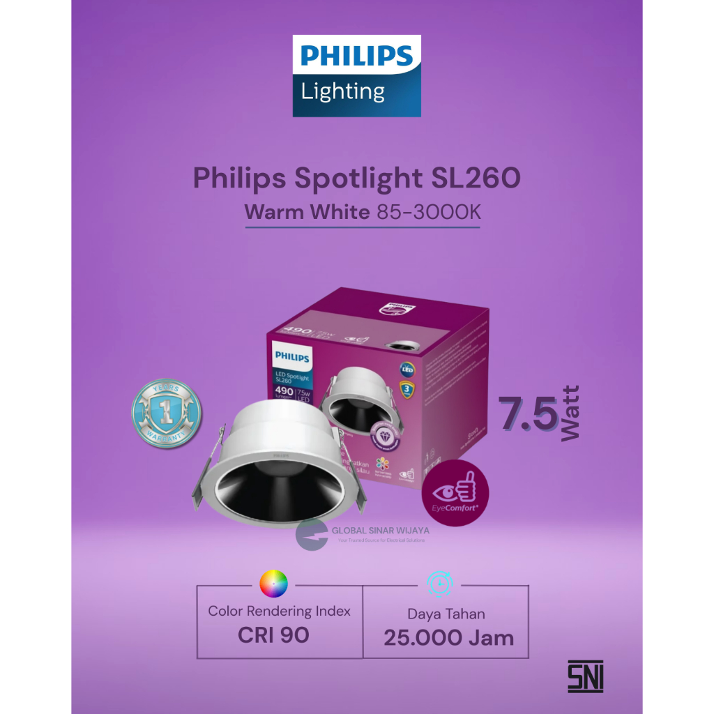 Philips Spotlight SL260 RD 075 7.5W 36D 930 WH/BL R GM Warm White (3000k)