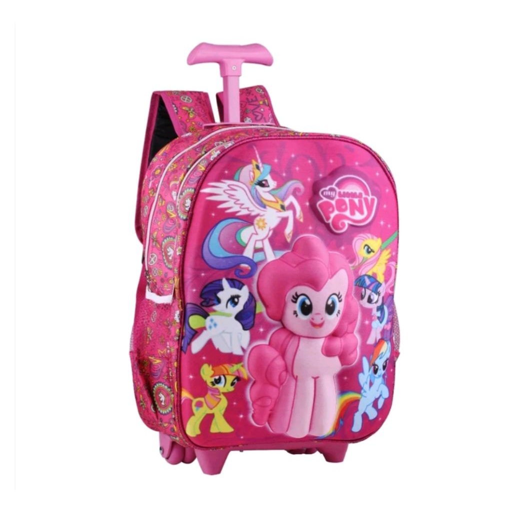Cinta _Official - Kuda poni Tas 3D Timbul koper Ransel Anak sekolah SD Tas troli dorong gambar pony