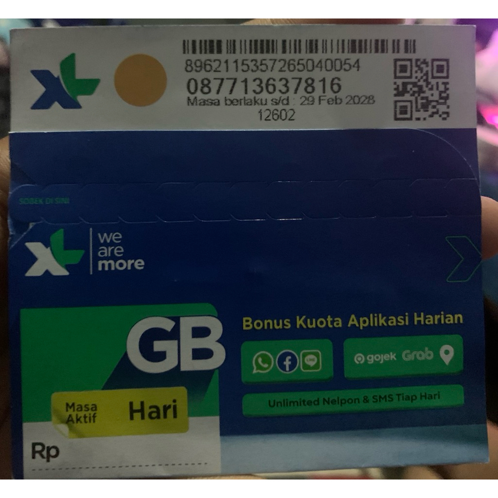 Perdana XL 3gb segel exp 1 Tahun