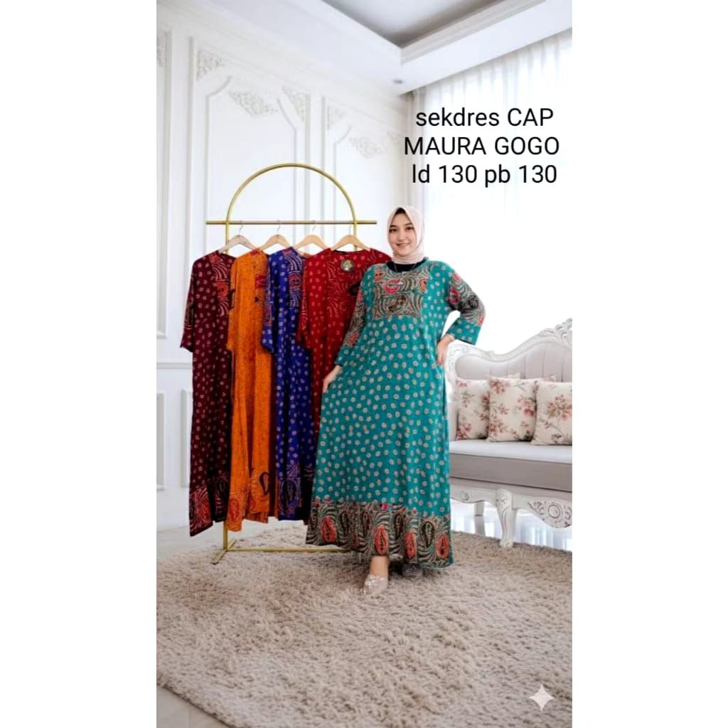 Daster Maura Jumbo LD 130 cm PB 130 / Daster Batik Jumbo lengan 3/4 panjang sebetis / daster jumbo a
