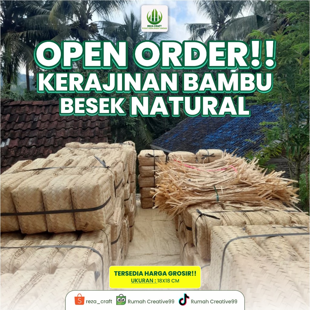 B18-BESEK 18X 18X 8 - BESEK BAMABU HAJATAN-RICE BOX-DUS NASI-DUS SOUVENIR-DUS HAMPERS-DUS KADO UNIK