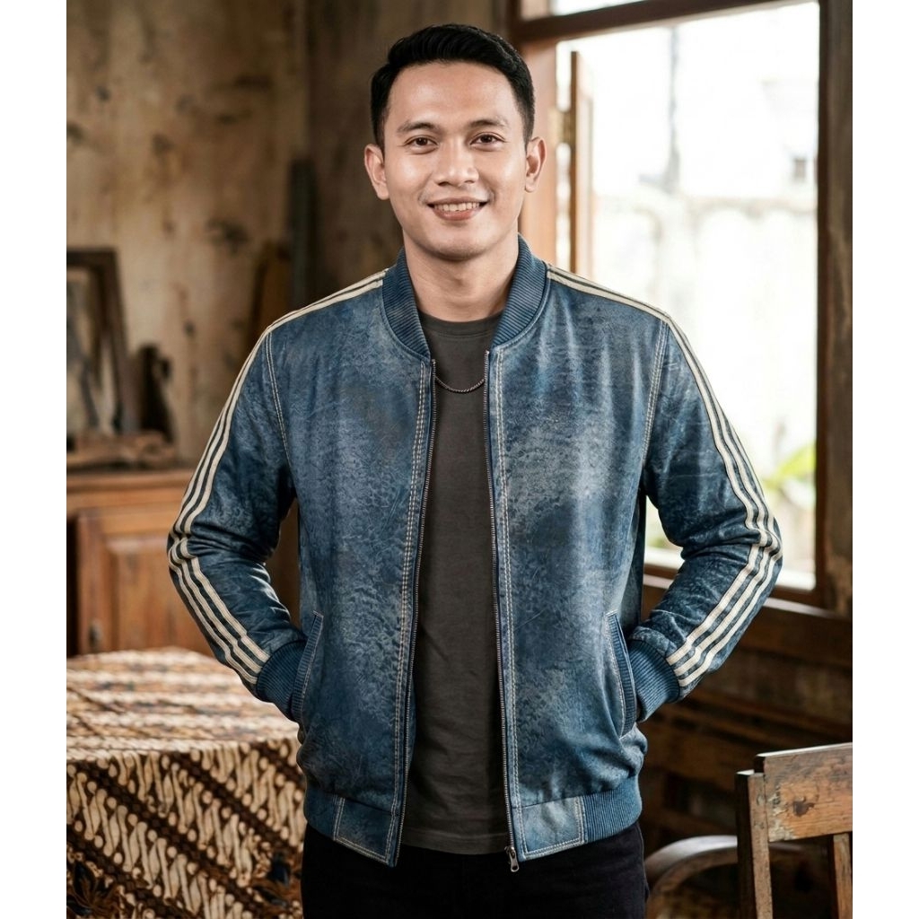 JAKET KULIT ASLI MOTIF ADIDAS/JAKET SPORT/JAKET KULIT ORIGINAL