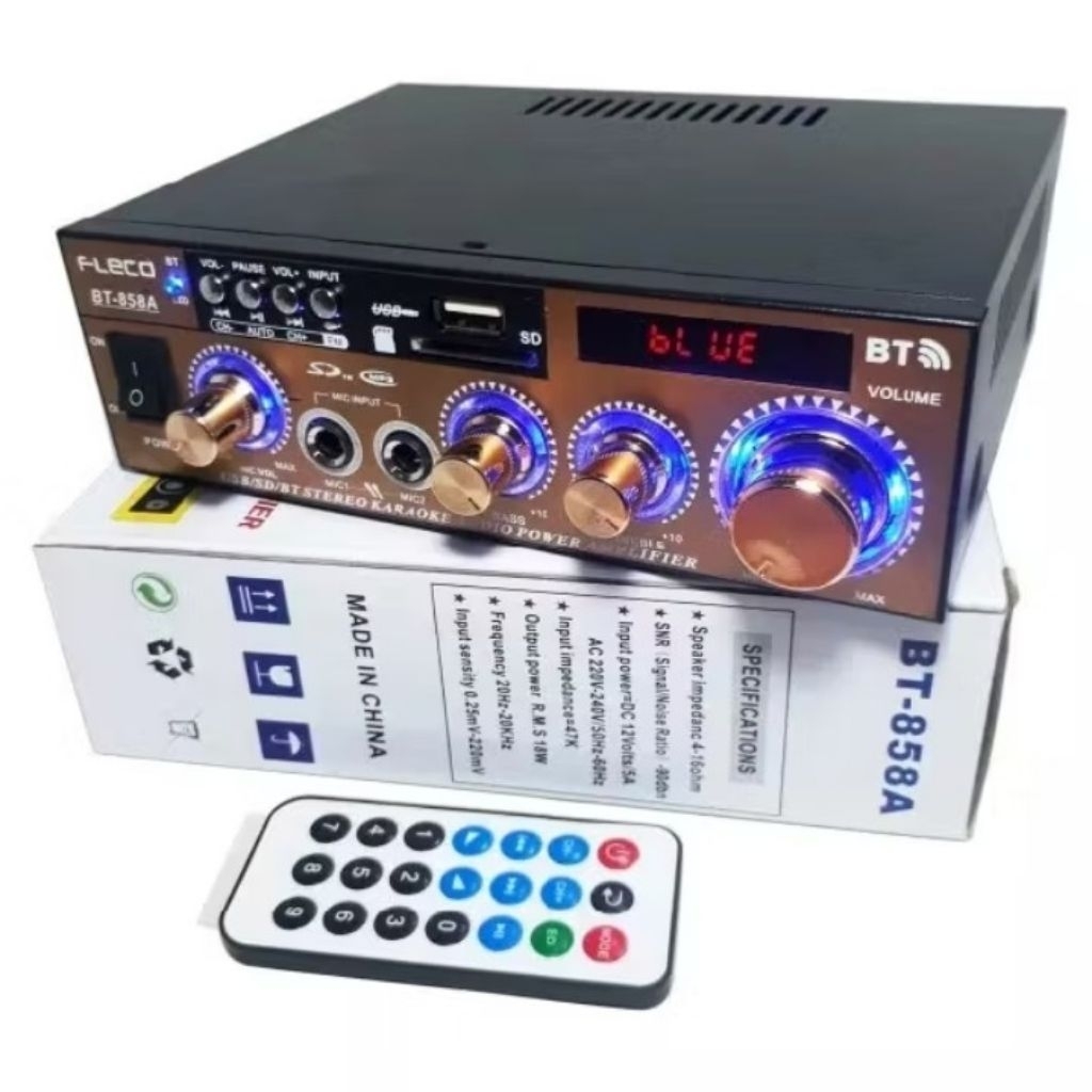 POWER AMPLIFIER SOUND SYSTEM TERBARU 2026 FLECO 858 AMPLIFIER BLUETOOTH KARAOKE SUBWOOFER SUPER BASS