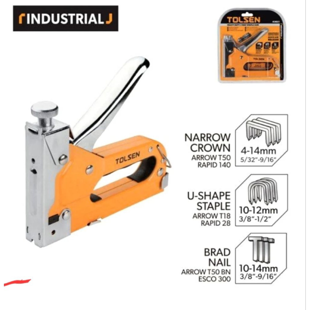 Staples Tembak Heavy Duty 4-14mm Tolsen 43021/Staples Gun Tacker 3 in 1/Staples Heavy Duty 3 in 1 bi