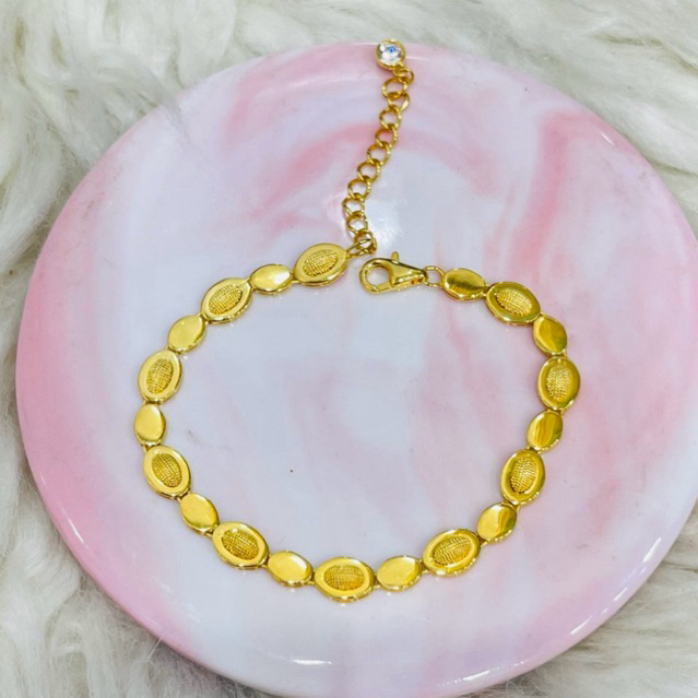 gelang oval variasi jejer simple elegant 16 cm - 18,5 cm emas asli kadar 700