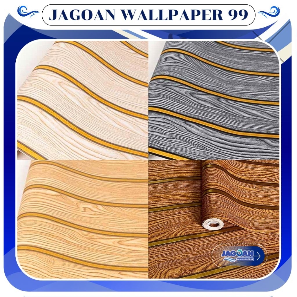 Wallpaper Sticker Dinding Ruang Tamu Motif Kayu List Gold Wallpaper Stiker Kayu Panel Anti Air Lem K