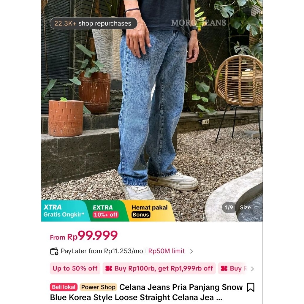 Celana Jeans Pria  Snow Blue Size 28 Loose Straight – Jual Rugi salah ukuran