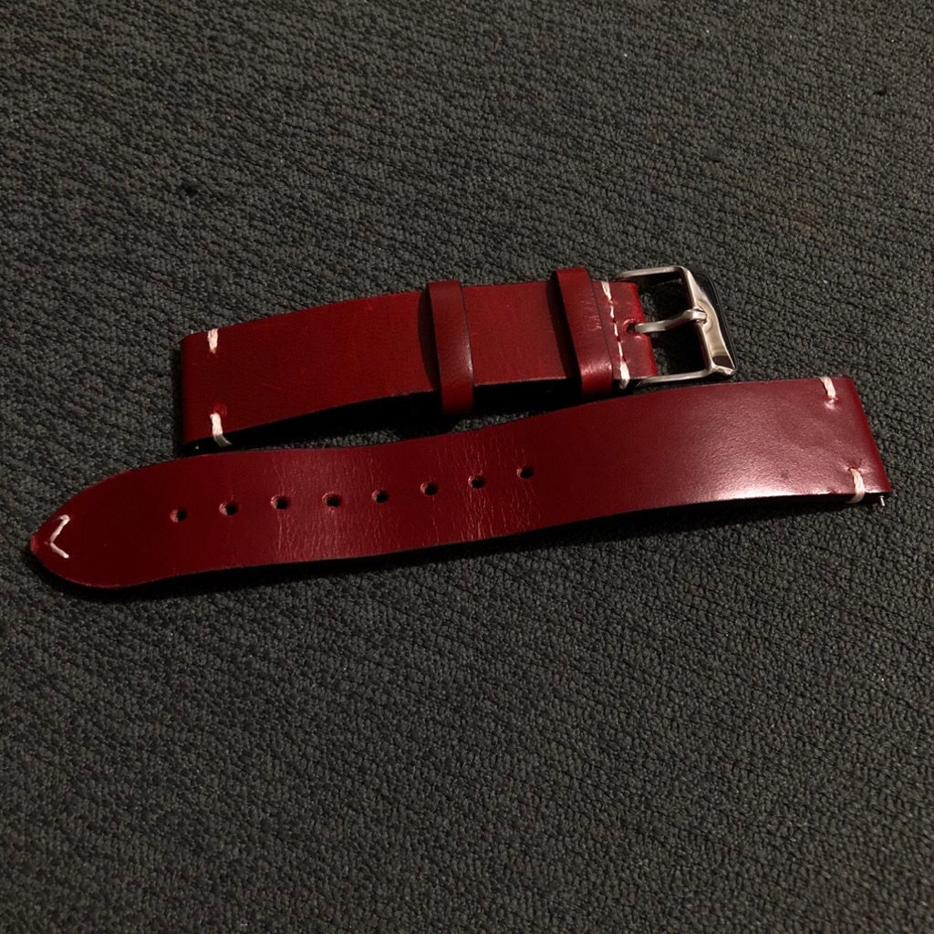 Leather Strap 19mm Tali Jam Tangan Seiko Universal Quick Release Merah Maroon