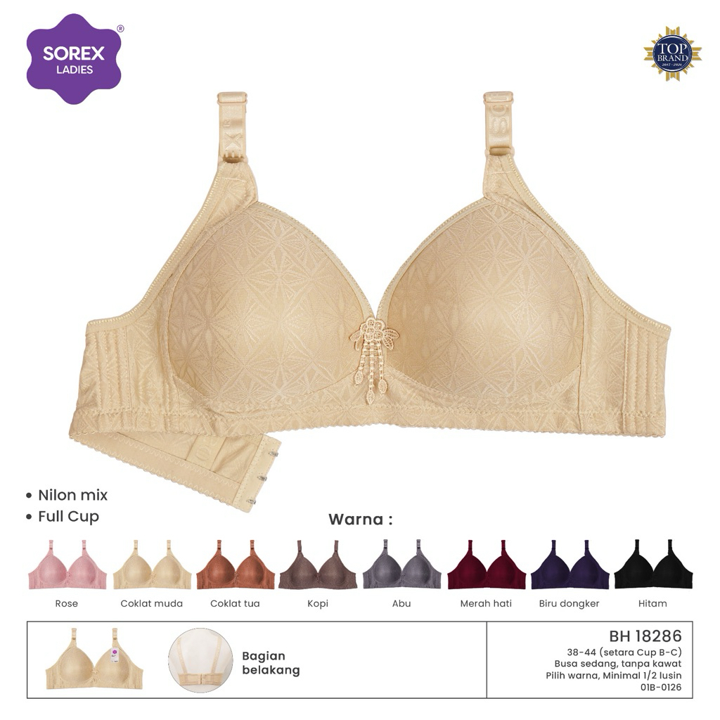 Sorex Bra 18286 Cup Jumbo B-C Busa Sedang Tanpa Kawat 38-44 | Bh Sorex