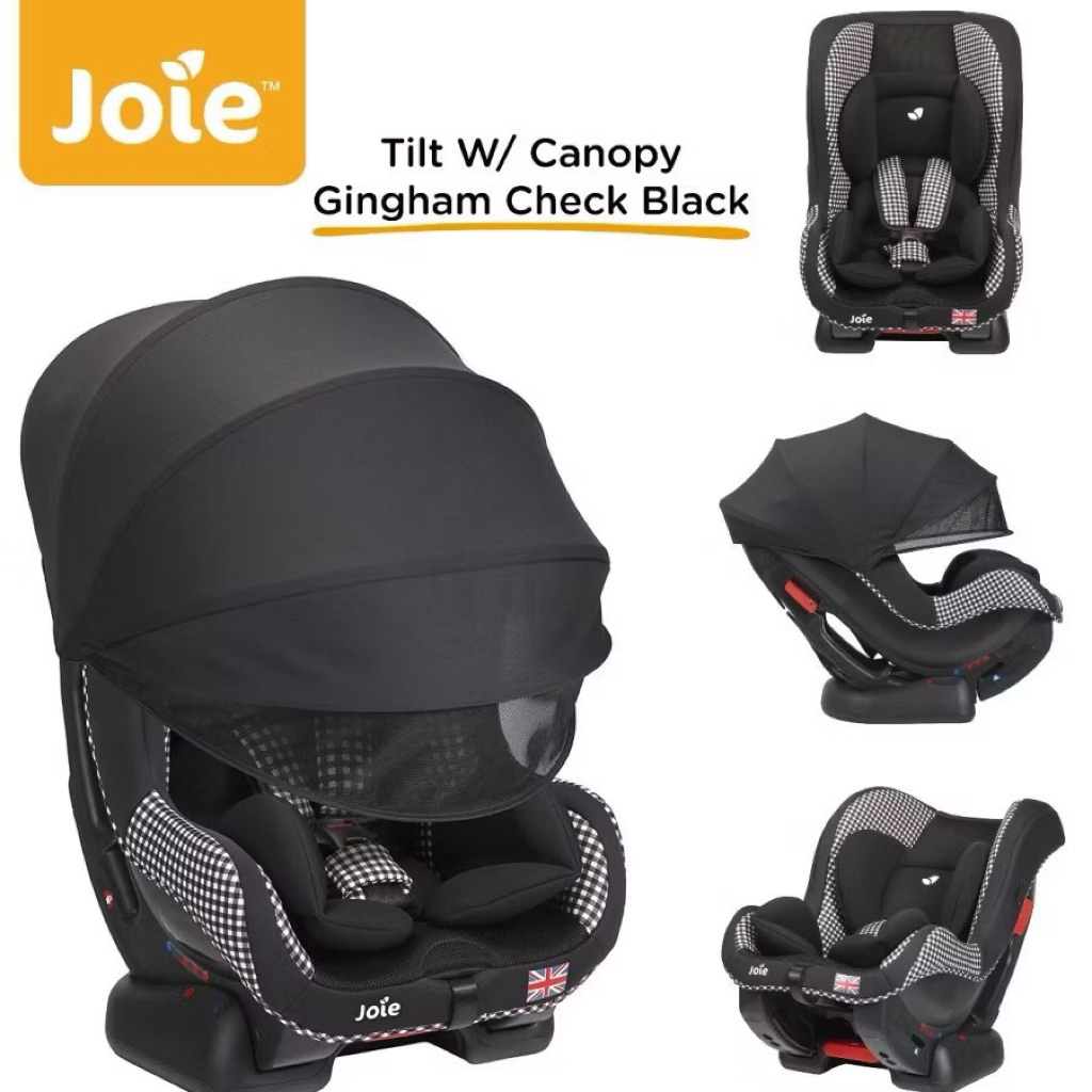 preloved car seat JOIE TILT GINGHAM with canopy